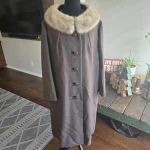 Vintage 1960's Swing Coat With Genuine Fur Collar